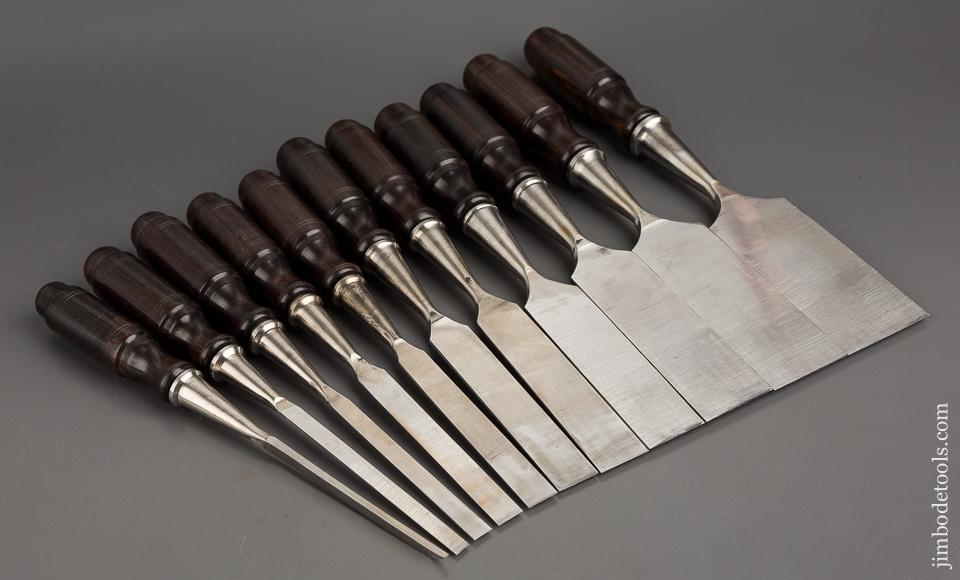DEAD MINT Set of Eleven Rosewood Handled Socket Chisels NEW OLD STOCK - 81020