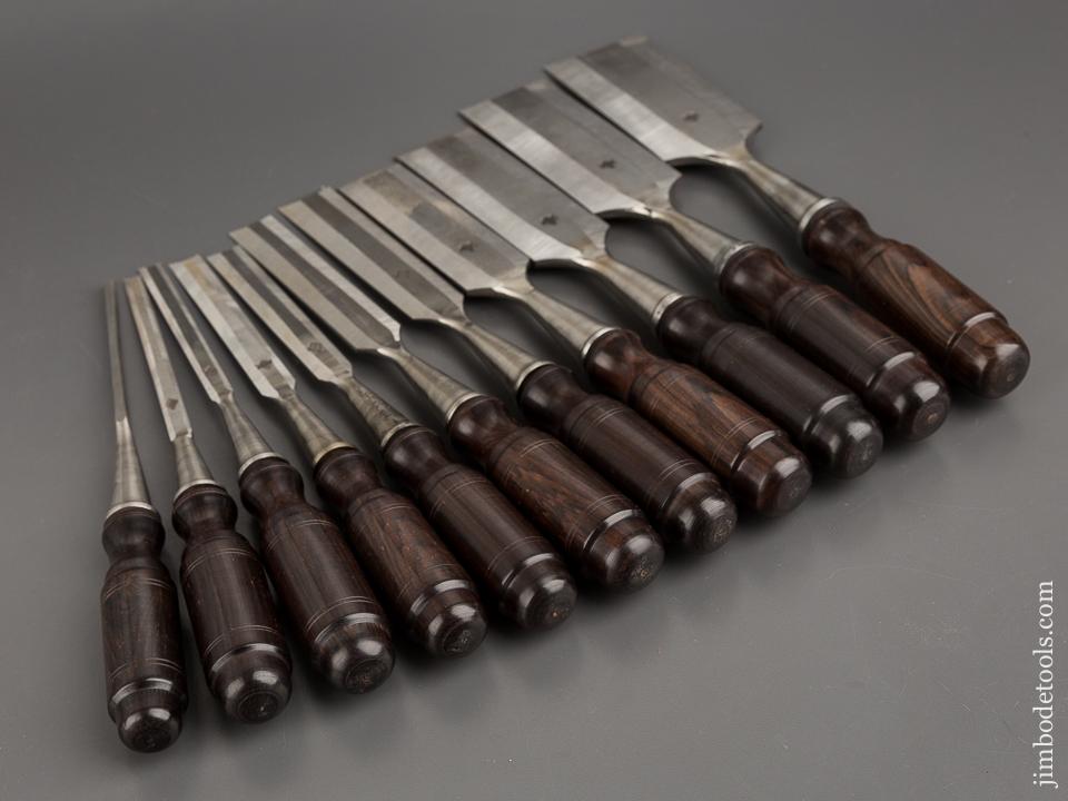 DEAD MINT Set of Eleven Rosewood Handled Socket Chisels NEW OLD STOCK - 81020