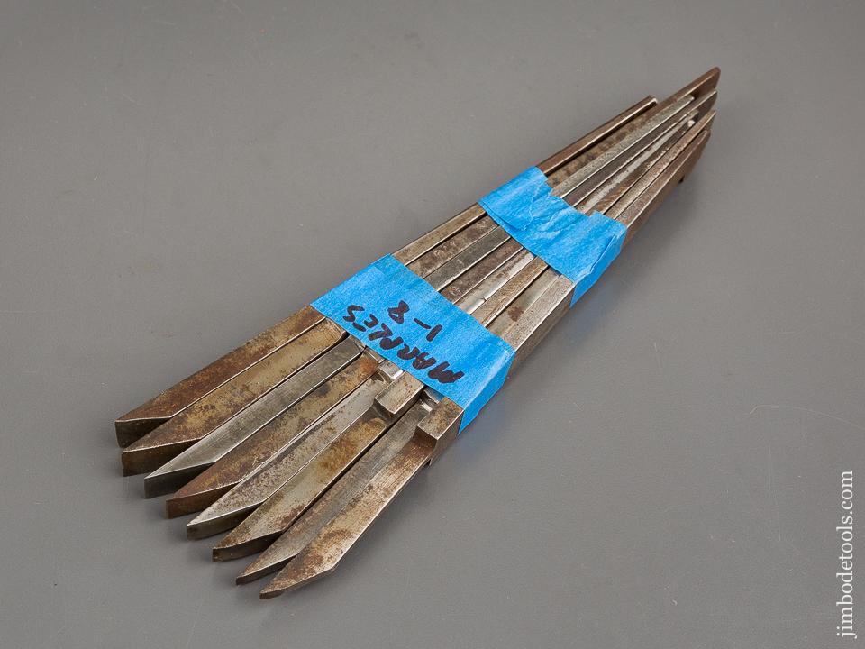 User Set of Eight MARPLES Graduated Plow Plane Irons -81071