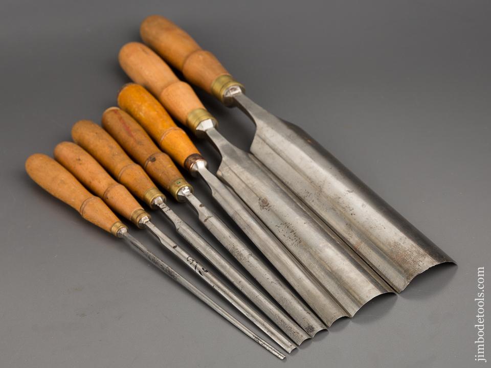 EXTRA FINE Set of Seven BUCK BROS Straight Tang Gouges - 81077