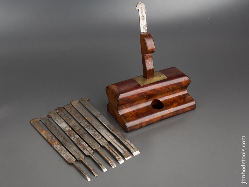 Killer! Crotch Mahogany Router Plane with Set of Eight JOSEPH SMITH Irons - 81108