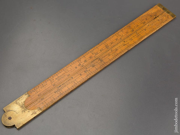 Clean & Fine, Straight & Flat STANLEY No. 12 Boxwood and Brass Carpenter's Sliding Rule - 81122R