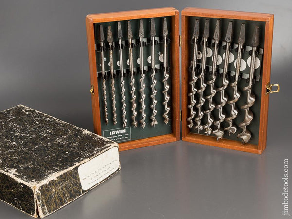 Complete Set of IRWIN Auger Bits in Original Wooden AND Cardboard Boxes  -81148