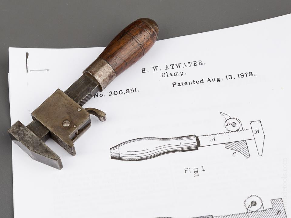 RARE Baby ATWATER Patent August 13,1878 and September 4, 1882 Quick Adjust 4 5/8 inch Wrench NEAR MINT - 81167U