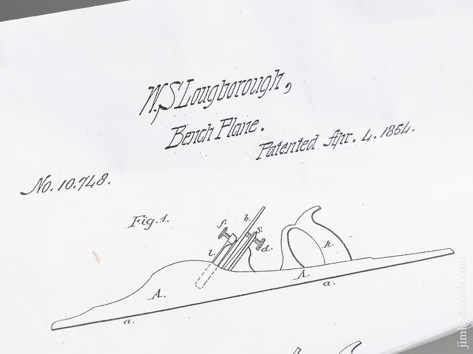 LOUGBOROUGH Patent April 4, 1854 RARE No. 2 Size G&J TELFORD 7 1/2 inch Smooth Plane - 81251