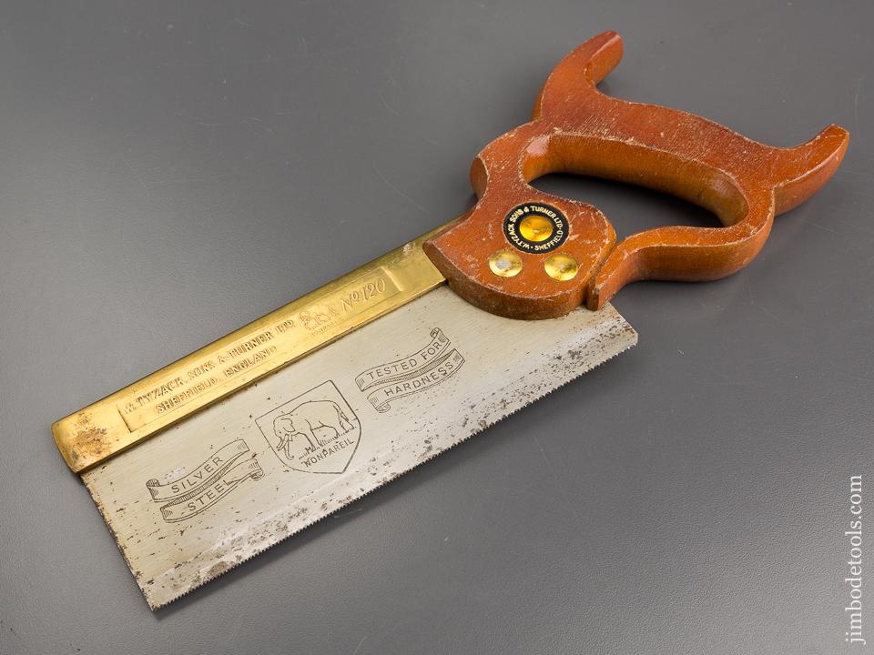 19 point 8 inch Rip W. TYZACK, SONS & TURNER No. 120 NON PAREIL Brass Back Saw - 81328R