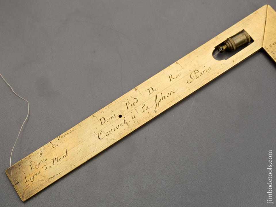 6 13/16 inch Folding Brass Square with Iron Plumb Bob by JACQUES CANIVET 1743-74 -  81338