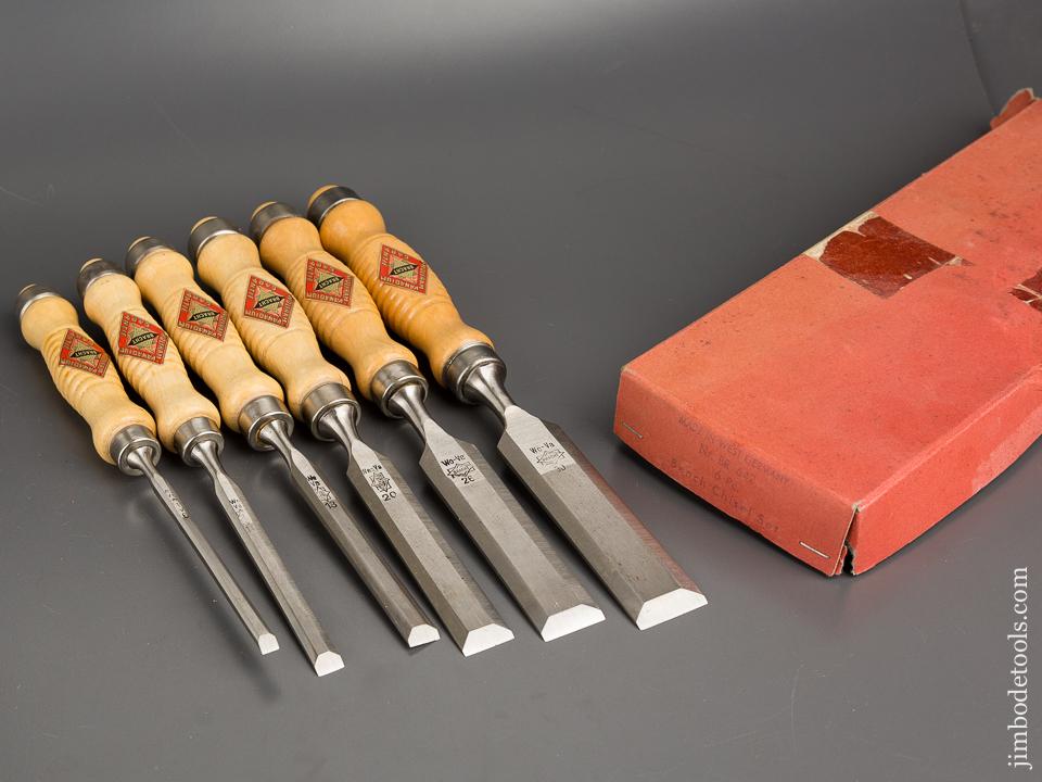 UNUSED! Set of Six German BRACHT Bench Chisels MINT with Decals and Caps in Original Box NEW OLD STOCK - 81347R