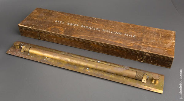 Solid Brass W.H. HARLING 18 inch Rolling Parallel Rule in Original Box - 81355R