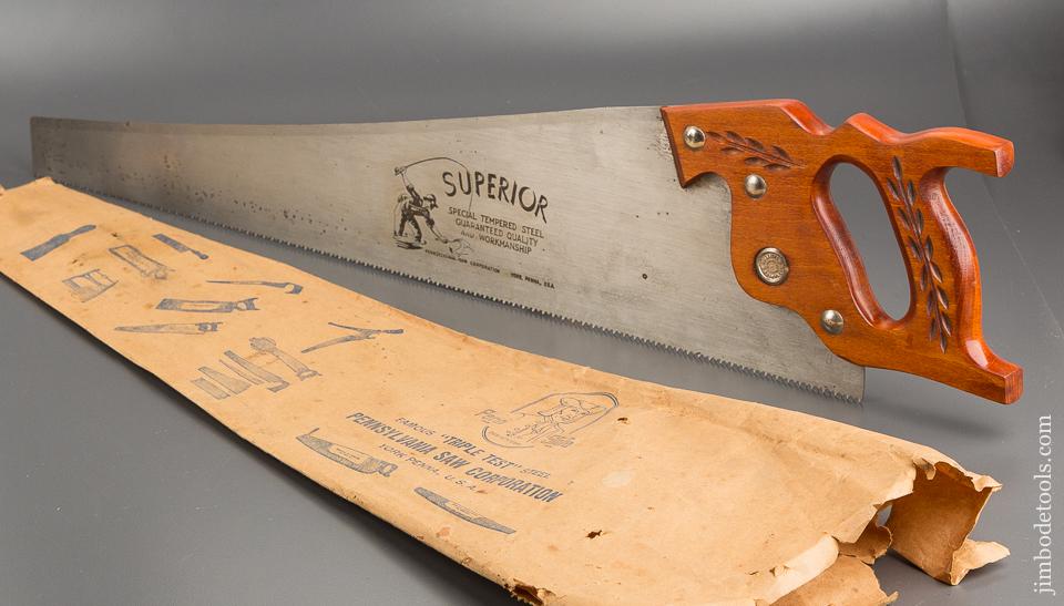 8 point 26 inch Rip PENNSYLVANIA SAW CORP "Superior" Hand Saw in Original Wrapper - 81361R