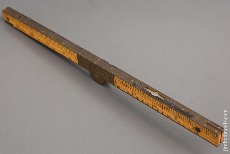 STANLEY No. 036 Boxwood and Brass Full Bound One Foot Two Fold Combination Rule MINT in Original Box circa 1929-42 - 81363RU