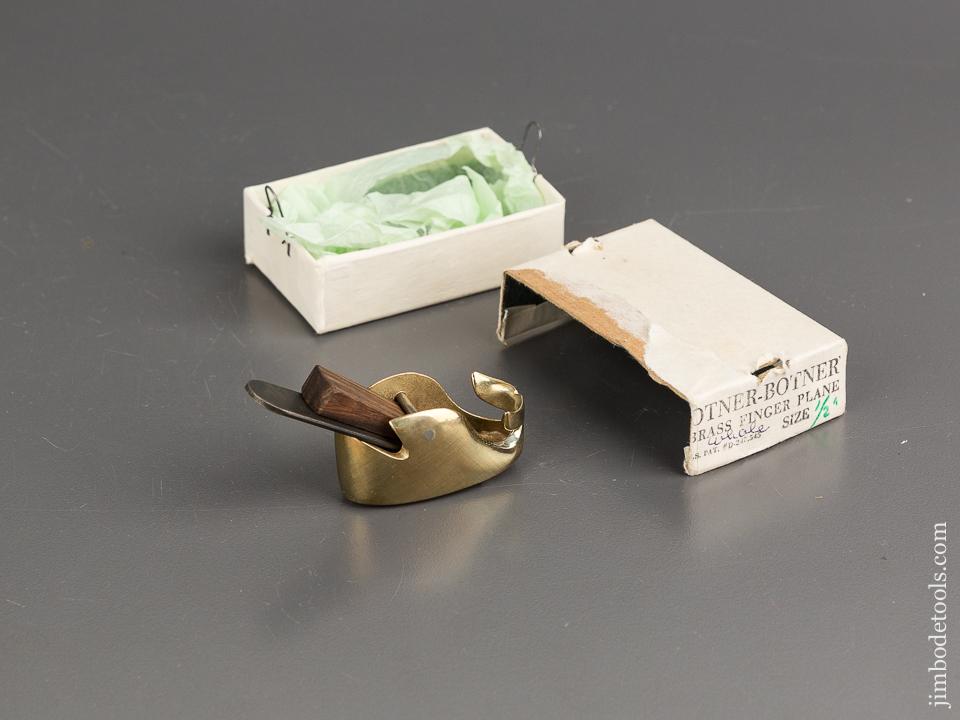 1/2 inch OTNER-BOTNER Brass Whale Finger Plane in Original Box - 81406R