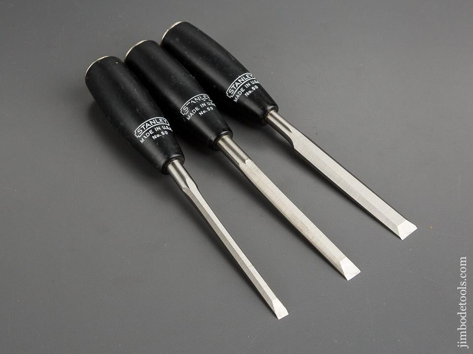 MINT Three STANLEY No. 50 Chisels with Composite Handles UNUSED - 81548