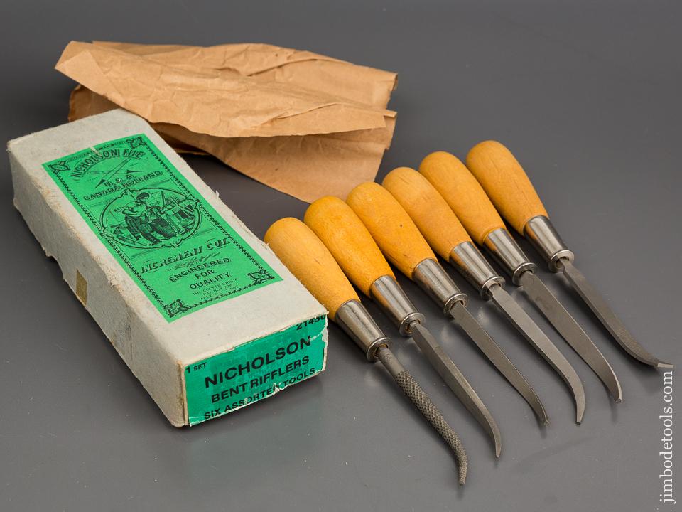 Set of Six NICHOLSON No. 21450 Bent Rifflers In Original Box NEW OLD STOCK - 81567