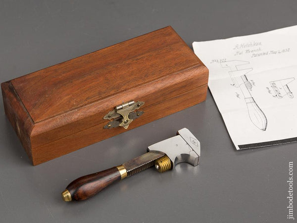 HOTCHKISS PATENT 4 1/4 inch Nut Wrench MINT in Velvet-Lined Wooden Box - 81594R