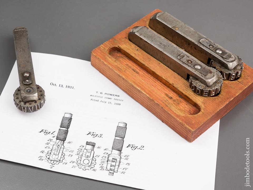 POWERS Patent July 15, 1930 Full Set of Three NUMBERALL Figure Stamps in Tray - 81632
