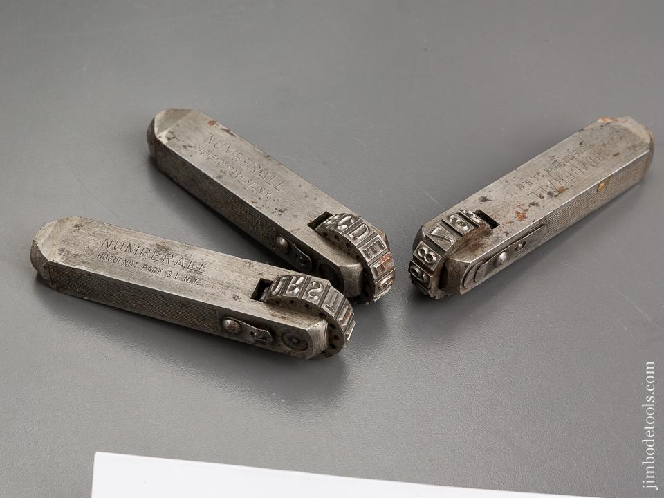 POWERS Patent July 15, 1930 Full Set of Three NUMBERALL Figure Stamps in Tray - 81632