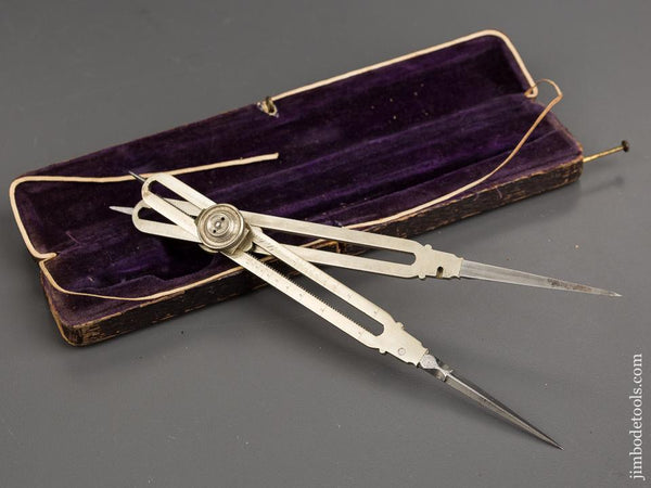 Fine 7 1/4 inch German Silver Geared Proportional Dividers MINT in Original Case - 81633