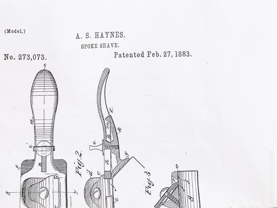 HAYNES Patent February 27, 1883 STANLEY No. 65 Chamfer Spoke Shave - 81636