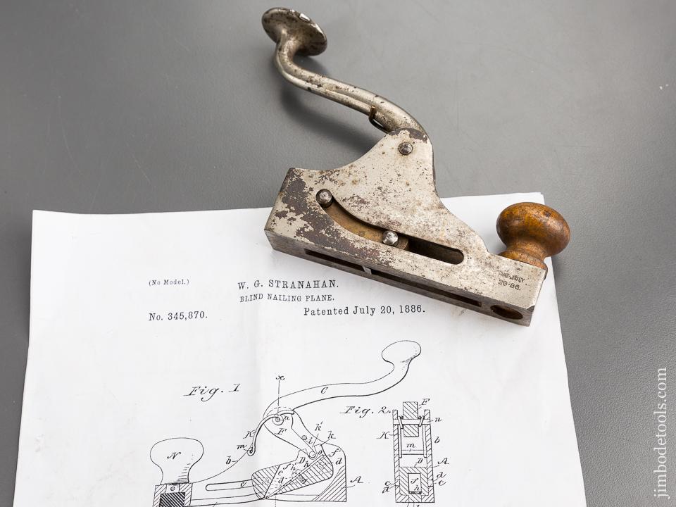 W.G. STRANAHAN Patent July 20, 1886 Blind Nailing Plane - 81706R
