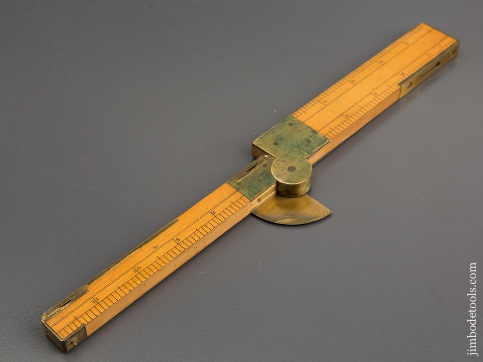 Extra-Fine! Boxwood and Brass One Foot Two-Fold Clinometer in Leather Sheath by SHORT & MASON LONDON - 81708R