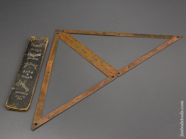 Rare! JUSTUS ROE Patent July 1, 1890 Pocket Protractor, Square, Triangle, Rule, & Square Combined! In Original Sheath - 81712R