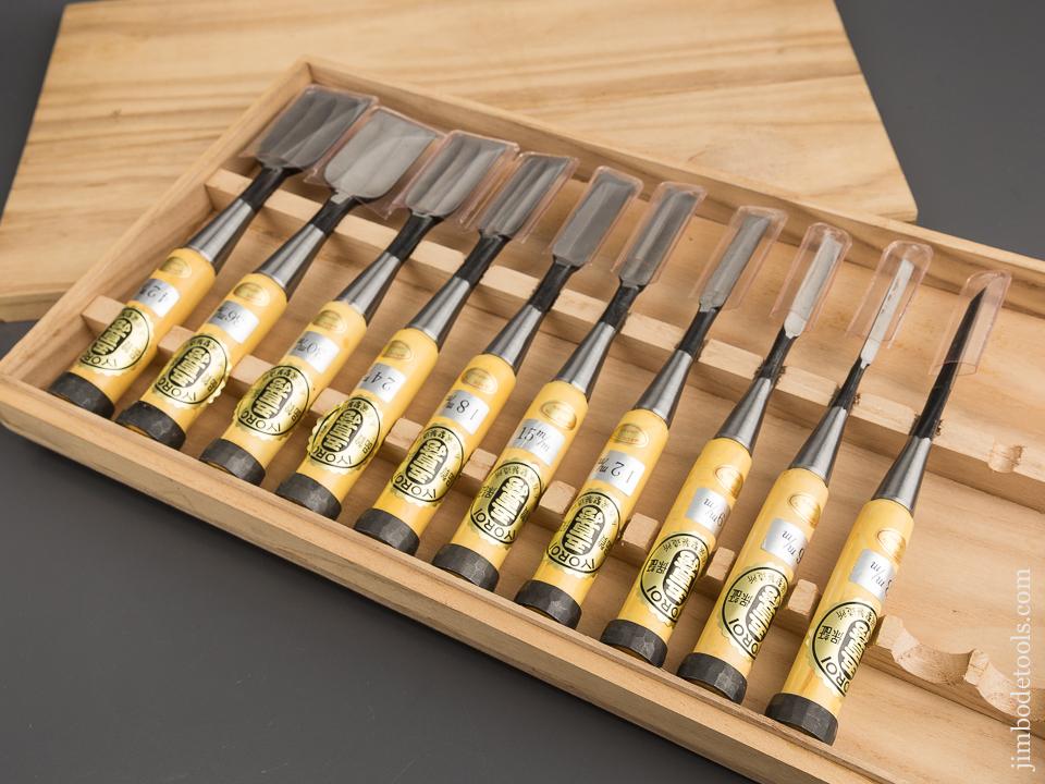 MINT Set of Ten IYOROI Boxwood Handled Chisels in Fitted Wooden Box NEW - 81714R