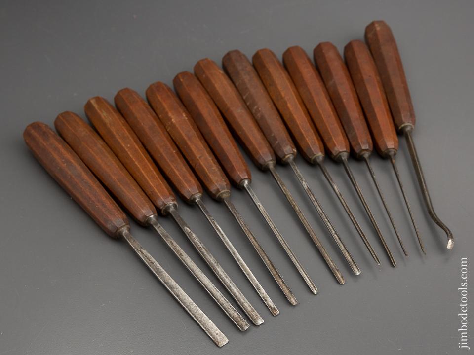 Set of 13 ADDIS Carving Tools with Mahogany Handles - 81740