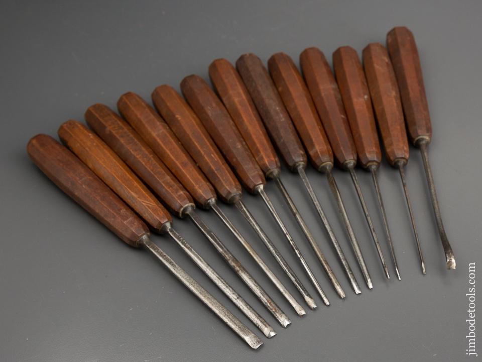 Set of 13 ADDIS Carving Tools with Mahogany Handles - 81740