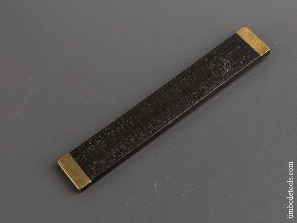 RARE Five inch Ebony and Brass Milliner's Rule with Four inch Boxwood Slide - 81772