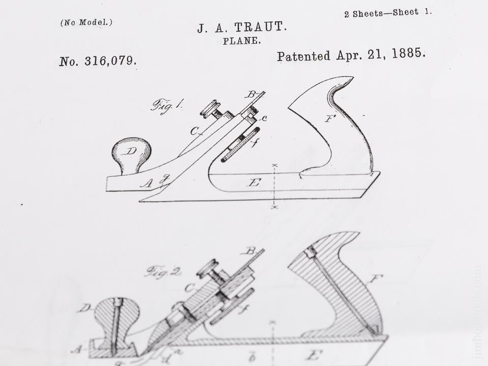 TRAUT Patent April 21, 1885 STANLEY No. 72 1/2 Chamfer Plane - 81786