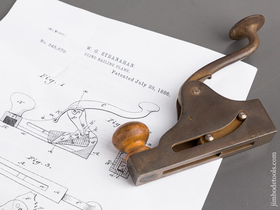 STRANAHAN Patent July 20, 1886 Blind Nailing Plane - 81808U