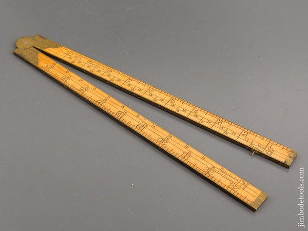 Mint! STANLEY No. 5 Brass Bound Boxwood Two Foot Two Fold Carpenter's Rule - 81822U