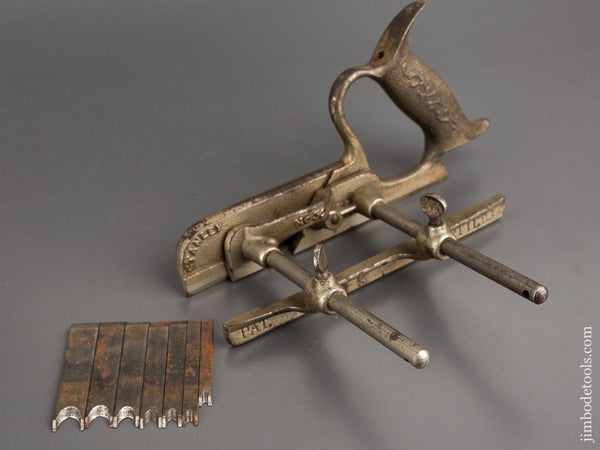 Early STANLEY No. 50 Light Combination Plow Plane with Stop and Seven Double Ended Irons - 81831