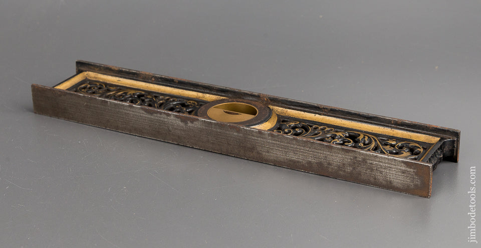 Ridiculously FINE Twelve inch DAVIS Filigris Level with Full Gold Pinstripes and Original Box Lid and Label - 81869U