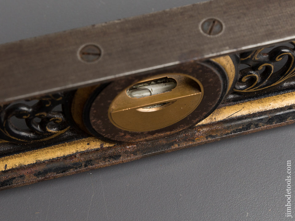 Ridiculously FINE Twelve inch DAVIS Filigris Level with Full Gold Pinstripes and Original Box Lid and Label - 81869U