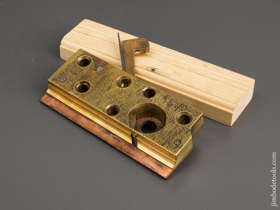 Unusual Solid Brass 1/4 inch Round Moulding Plane with Copper Fence - 81905R