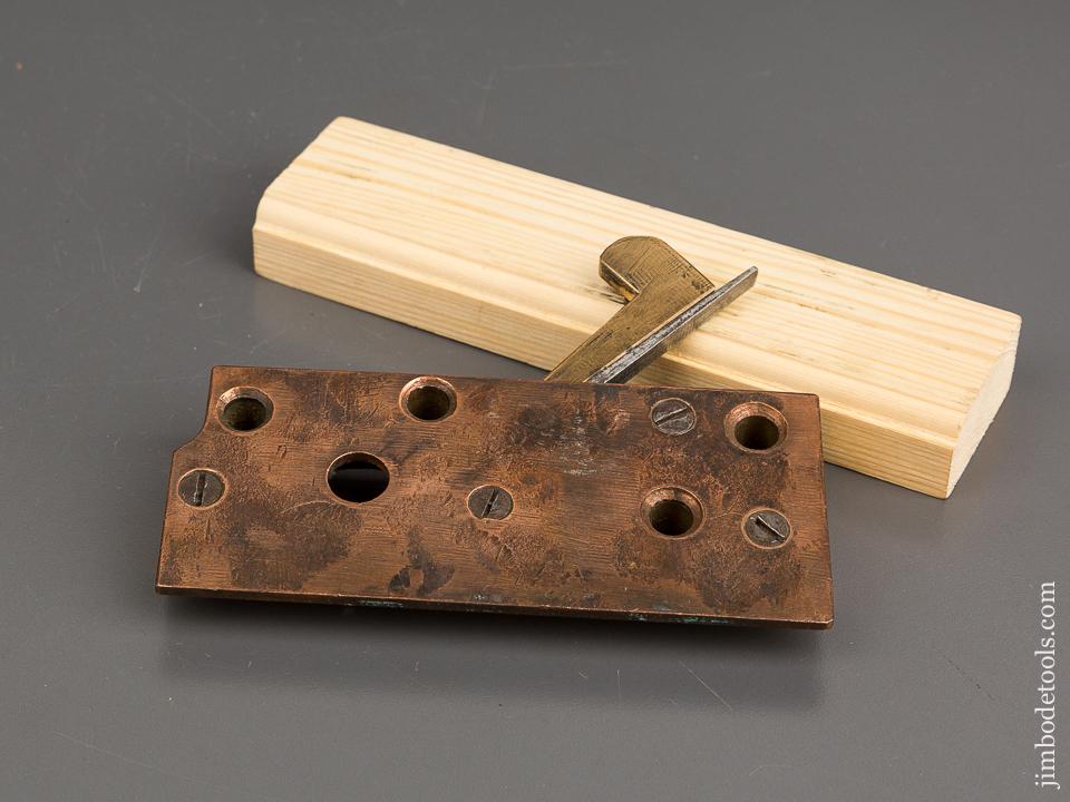 Unusual Solid Brass 1/4 inch Round Moulding Plane with Copper Fence - 81905R