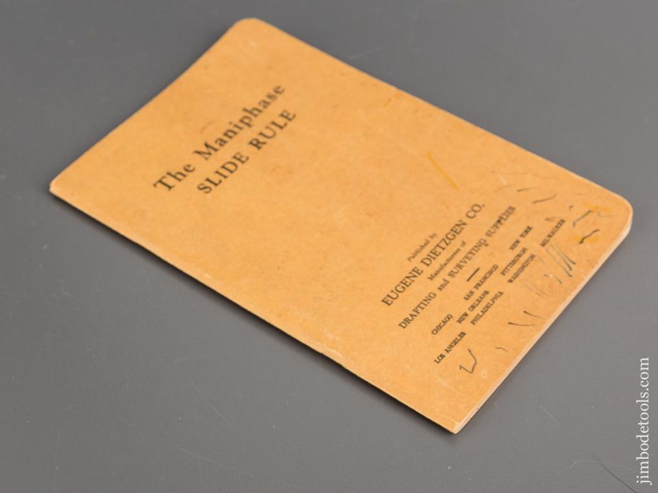 Book: THE MANIPHASE SLIDE RULE 1928 EUGENE DIETZGEN CO. Catalogue - 81916R