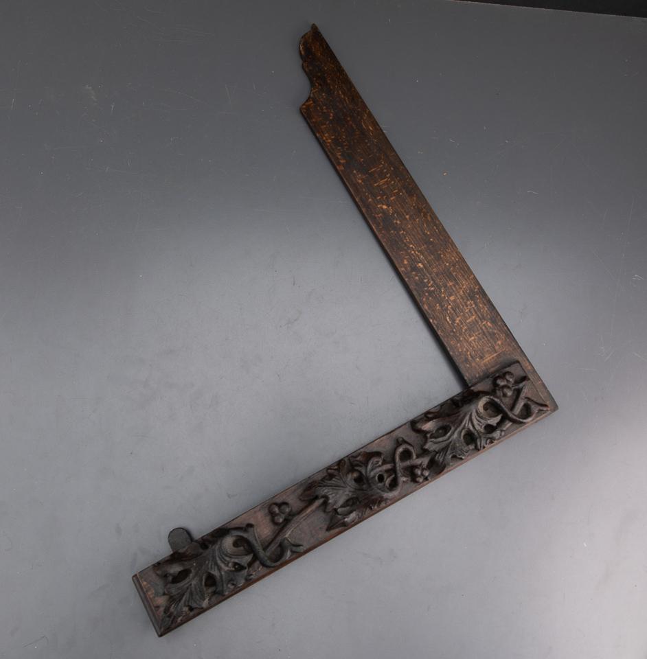 Early 16 inch Wooden Try Square with Carved Oak Leaves - EXCALIBUR 81
