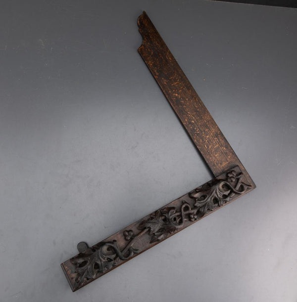 Early 16 inch Wooden Try Square with Carved Oak Leaves - EXCALIBUR 81