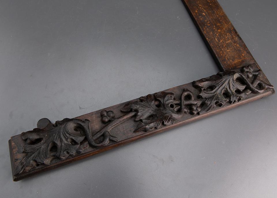Early 16 inch Wooden Try Square with Carved Oak Leaves - EXCALIBUR 81