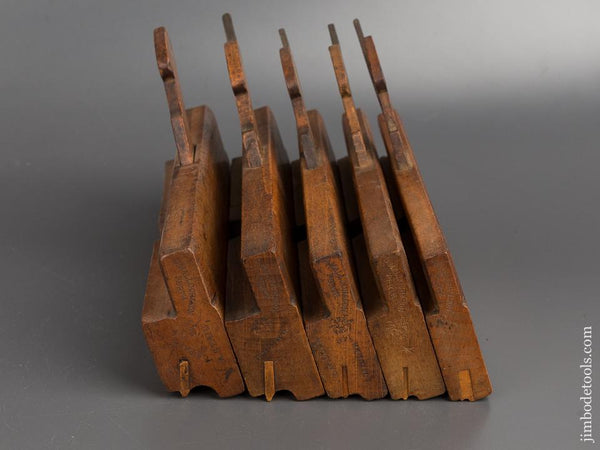 Graduated Set of Five Working User Side Bead Moulding Planes by D. MALLOCH & SON PERTH circa 1878-1913 GOOD+ - 82002R