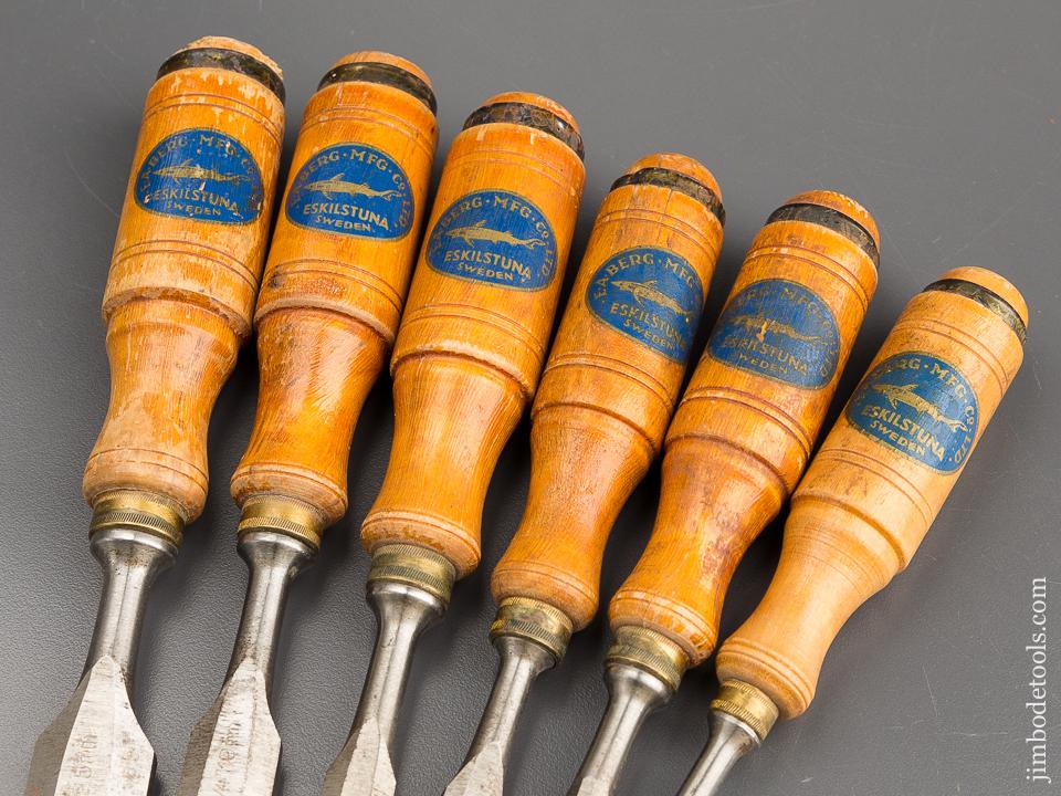 Sought After! E.A. BERG ESKILSTUNA Tang Chisel Set with Decals EXTRA FINE - 82009