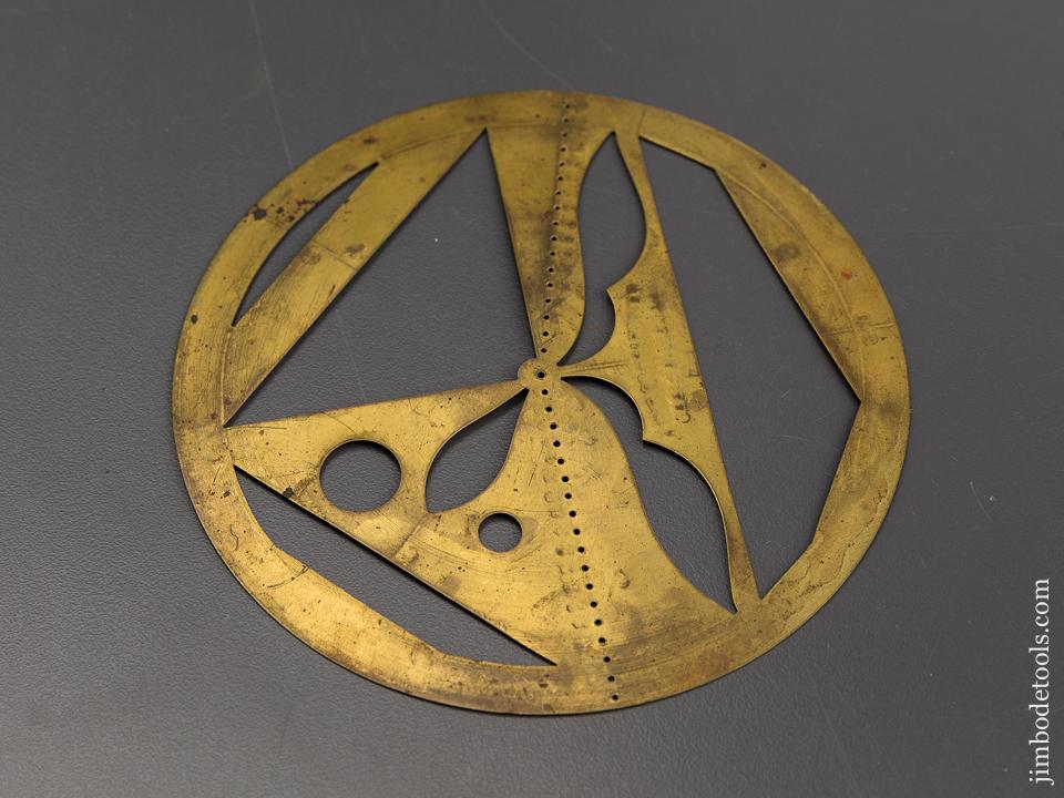 1885 POLYGRAPH CO PHILADELPHIA 4 3/4 inch Brass Drawing Draughting Design Template - 82010