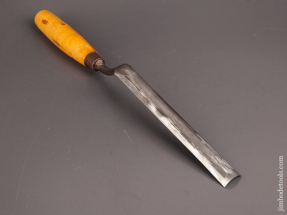 Extra Fine 7/8 x 14 1/2 inch SORBY No. 8 Sweep Boxwood Handled Pattern Makers Crank Neck Gouge - 82336