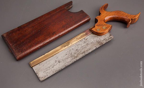 16 point 8 inch Rip FLETCHER  Brass Back Dovetail Saw in Mahogany Case - 82414U