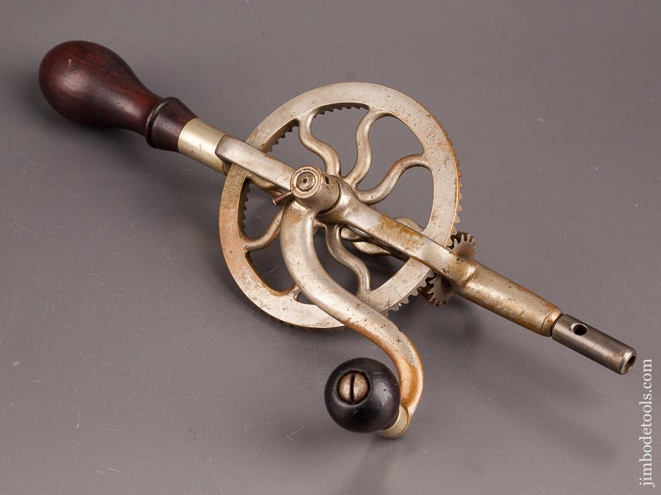 FINE Rosewood and Nickeled Brass Geared Hand Drill - 82456