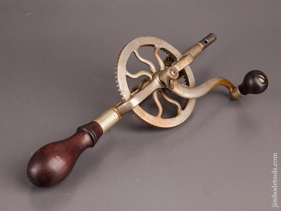 FINE Rosewood and Nickeled Brass Geared Hand Drill - 82456