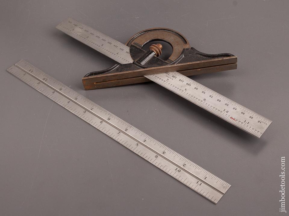 STARRETT Protractor Head with 12 inch STARRETT 36 GRAD and 4R GRAD Scales - 82479